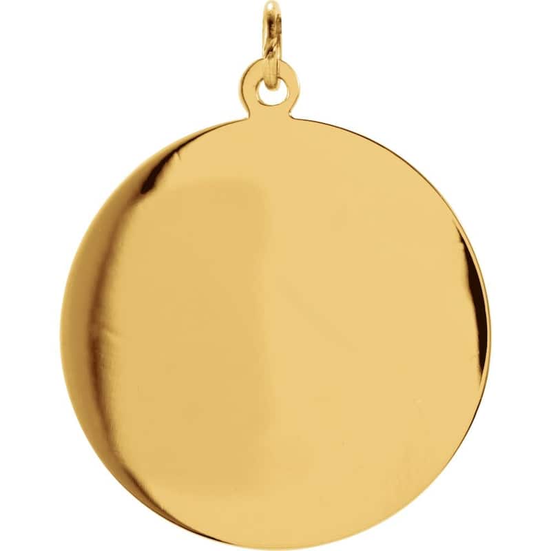 Curata 14k Yellow Gold 22mm Polished Round St. Christopher Medal Necklace, 16"