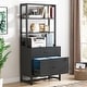 preview thumbnail 5 of 15, Brown/ Black Wood Industrail File Cabinet with Lock, Mdern Bookshelf with 2 Drawers, Etagere Bookcase