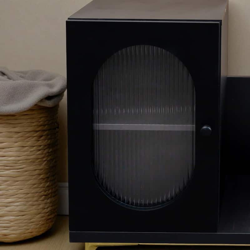 Modern Wood Extendable TV Stand, Rectangular Media Console with 4 Cabinets for TVs up to 89", Adjustable Design