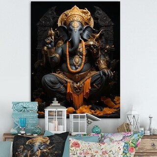Designart "Hinduisim Divine Ganesha II" Hinduisim Canvas Wall Art - Bed ...
