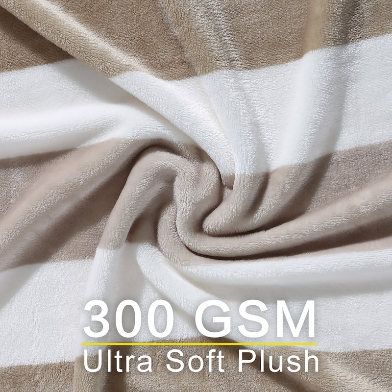 Nautica Awning Stripe Ultra Soft Plush Fleece Blanket