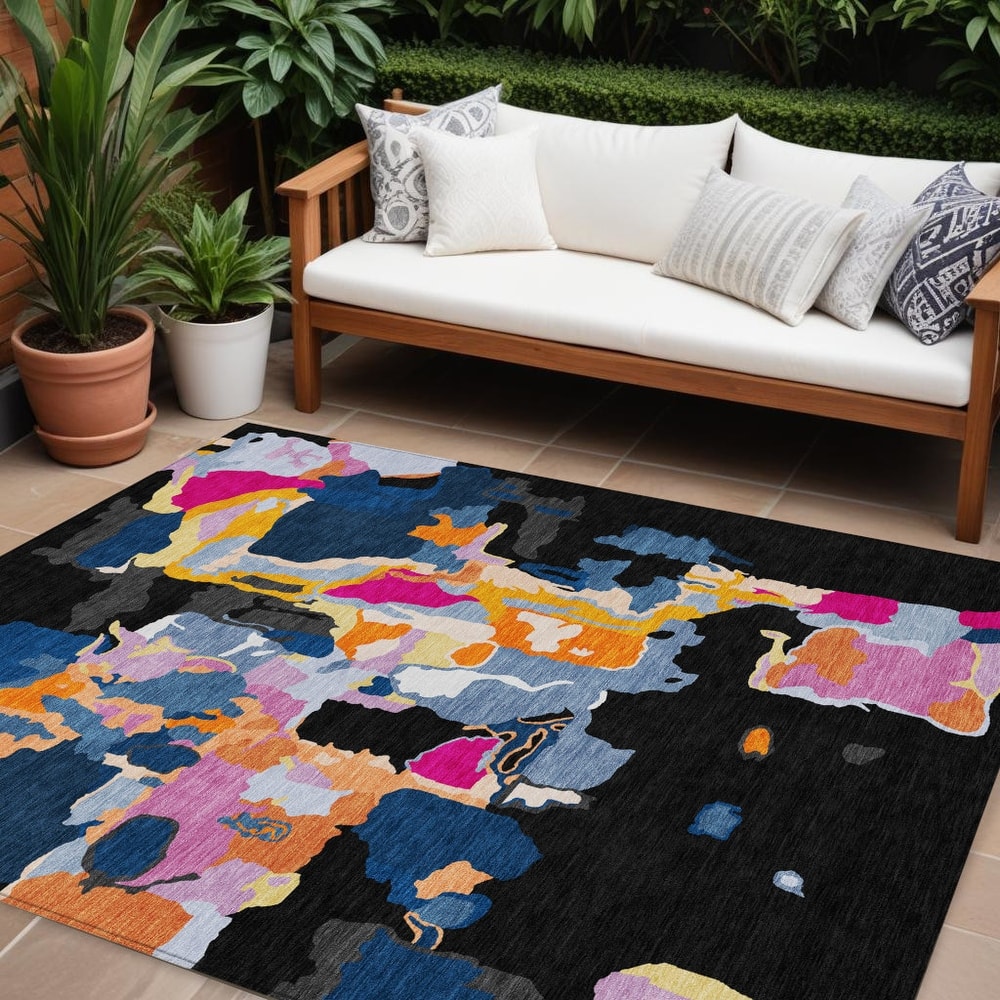 HomeRoots Abstract Transitional Rectangle Outdoor Rug