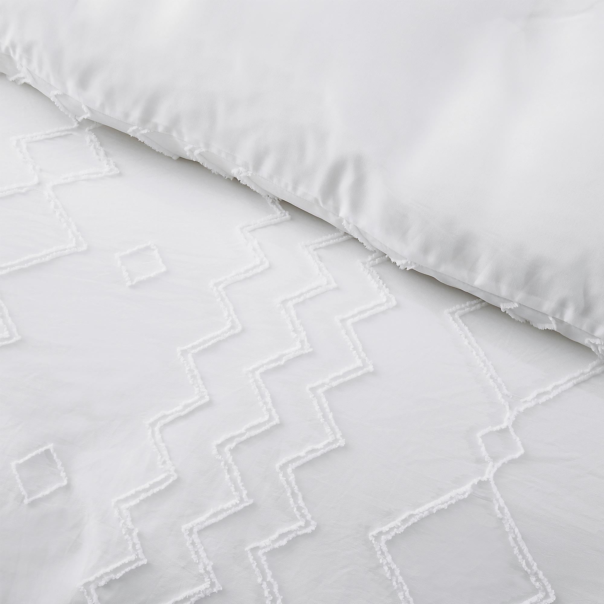 Tufted Clipped Jacquard Geometric Oversized Duvet Cover & - Picture 46 of 127