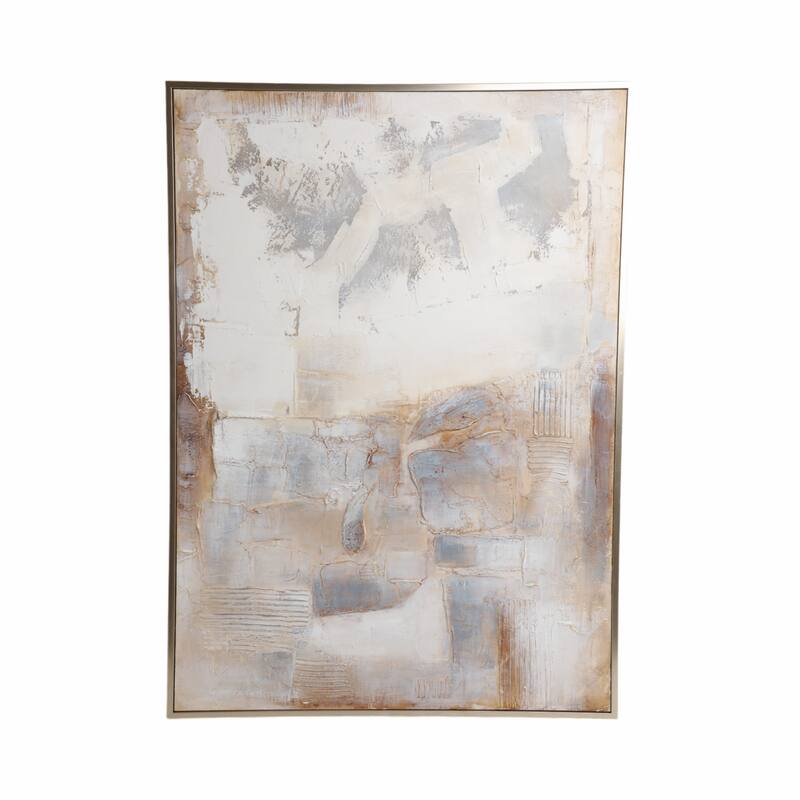 Canvas Art Wood Frame Textured Abstract Design Casual Home - 56" Tan