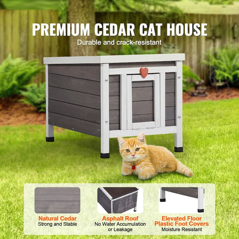 Outdoor Cat House Weatherproof, Feral Cat Shelter for Multiple Cats, Outdoor Wooden Cat Rabbit House