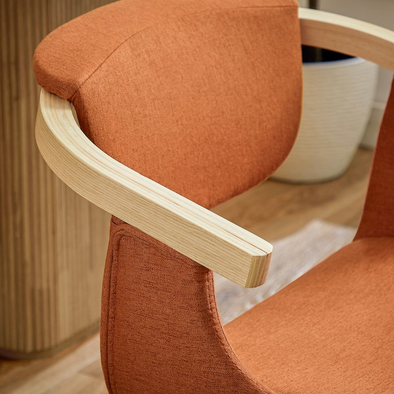 Art Leon Swivel Upholstered and Wood Accent Chair