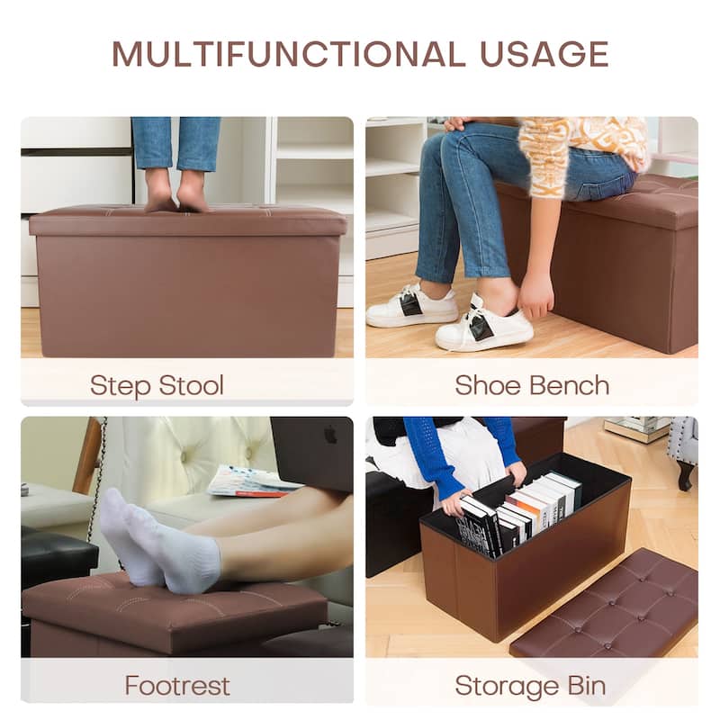 Folding Storage Ottoman Bench Storage Chest Foot Rest Stool 30" L