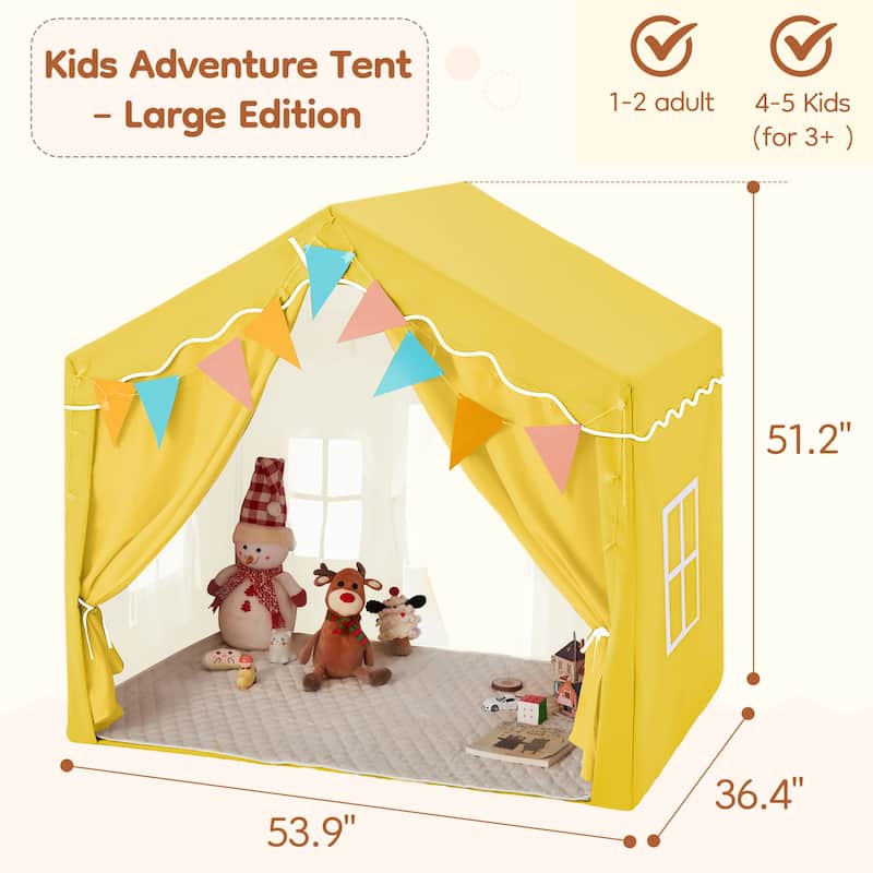 EROMMY Kids Tent Playhouse with LED Star Lights and Padded Mat, Large Indoor Toddler Tent for Boys and Girls.