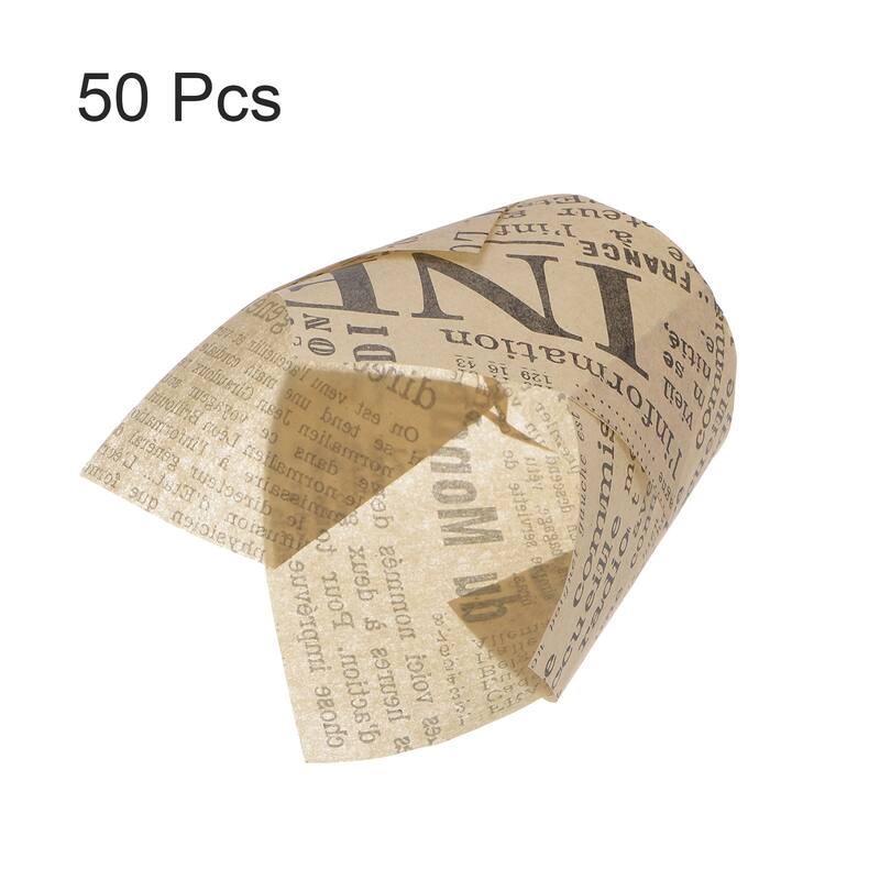 50pcs Tulip Cupcake Liners Greaseproof Baking Cups, W Newspaper - Natural