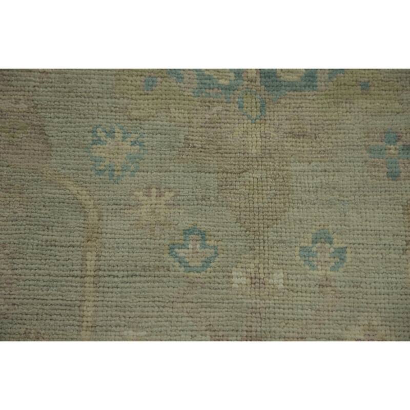 Vegetable Dye Wool Oushak Turkish Area Rug Floral Geometric - 12' 1'' X 8' 9''