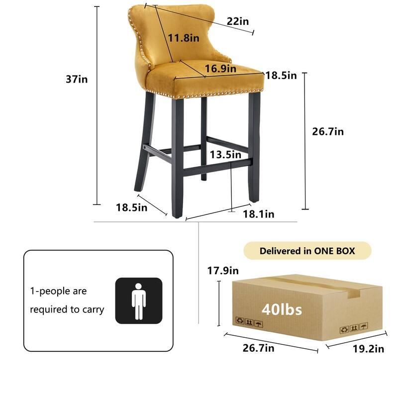 Upholstered Wing Back Bar Stools (Set of 6)