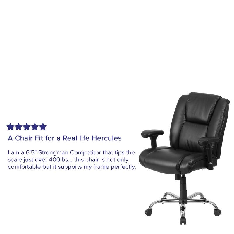 Big & Tall 400 lb. Rated LeatherSoft Chair w/Chrome Base & Adjustable Arms