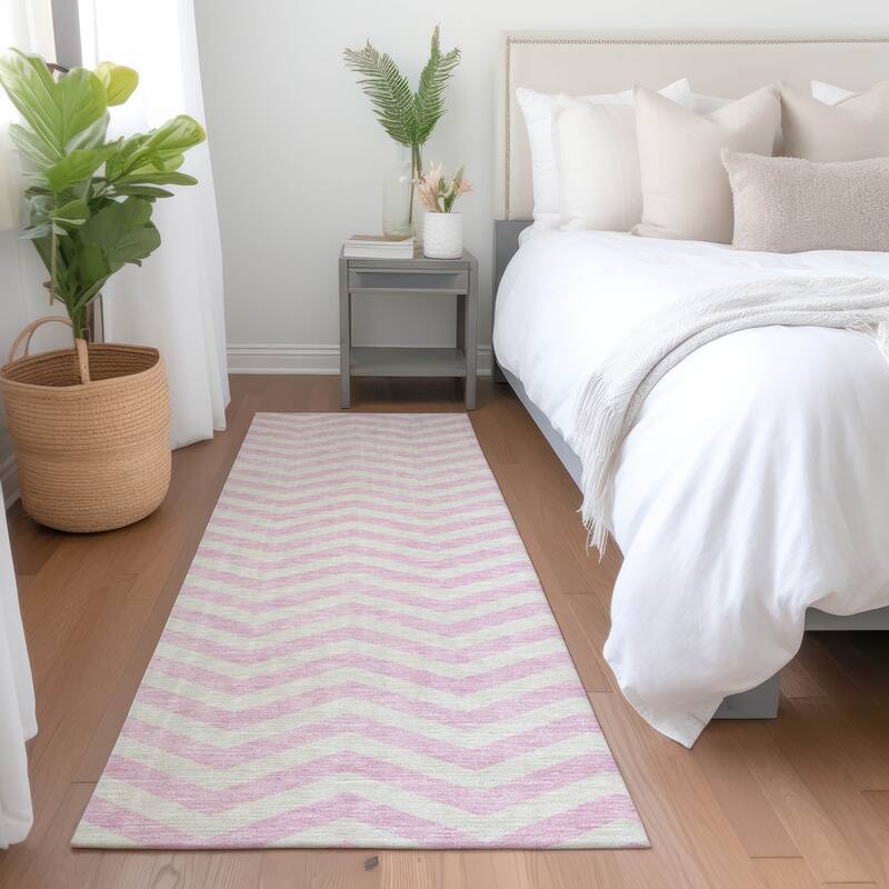 Premium Washable Super Soft Modern Chevron Mayfield Rug - Pink - 2'3" x 7'6"
