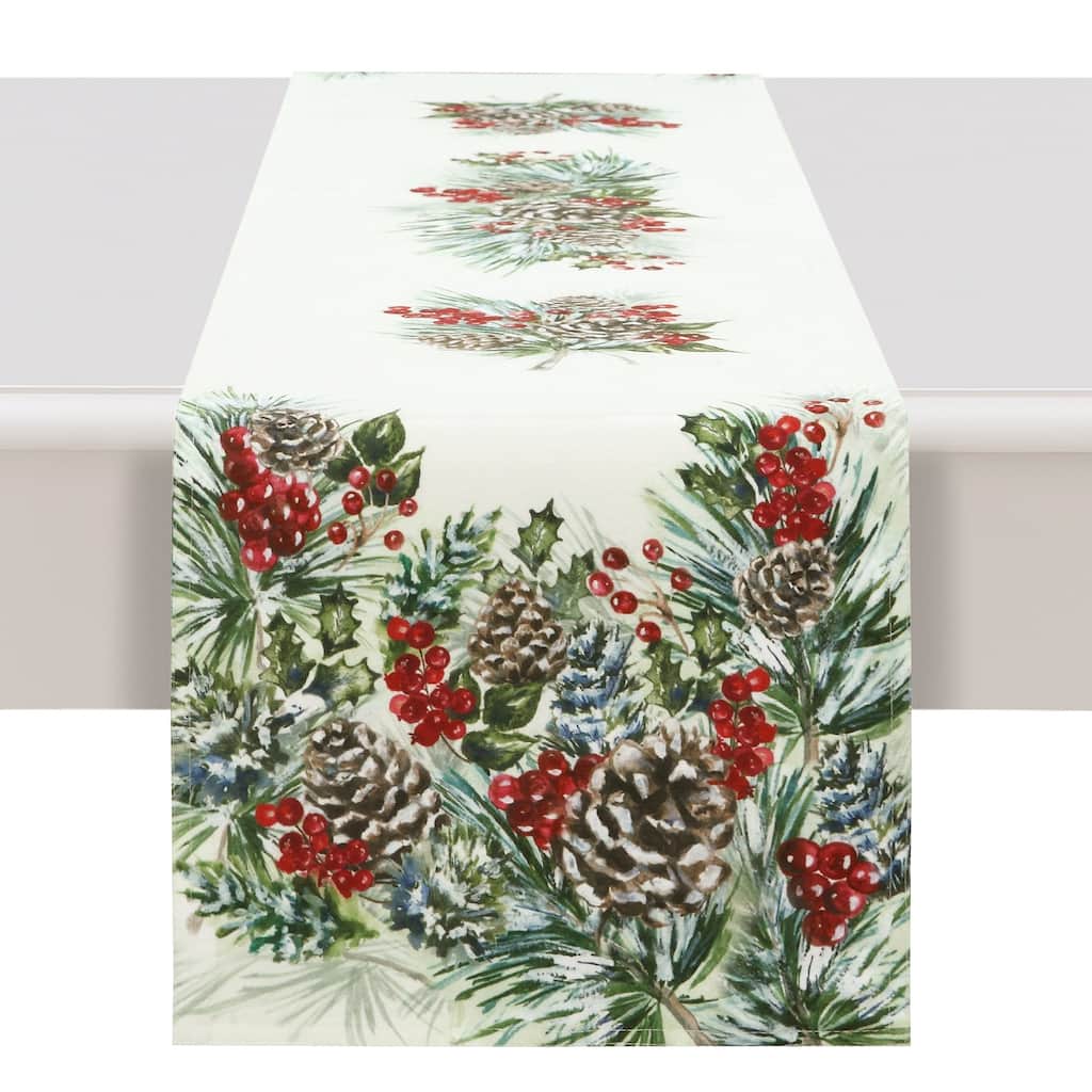 Snowy Garland Table Runner - 13" x 90"