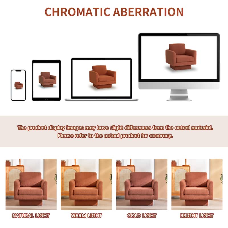360°Swivel Accent Chair,Teddy Sherpa Round Armchair,Thick Padded Single Lounge Sofa,Upholstered Comfy Barrel Chair