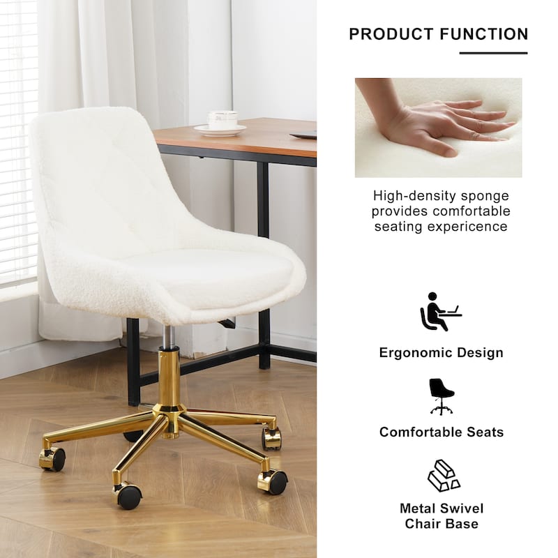 (set of 1)teddy fleece fabric with gold legs chair,lift adjustment