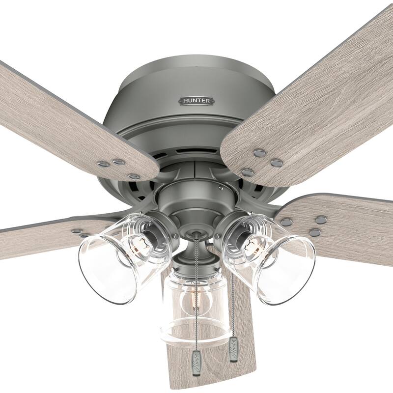 Hunter 52" Shady Grove Ceiling Fan with LED Light Kit/ Pull Chain, Standard or Flush Mount - Casual, Transitional