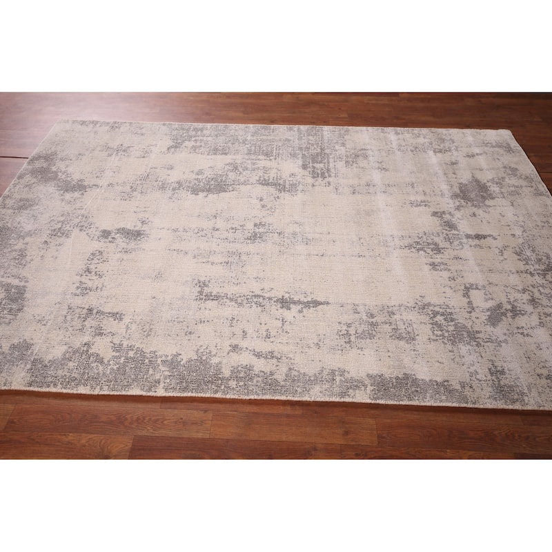 Abstract Contemporary Area Rug Hand-Knotted Oriental Wool Carpet - 5'4"x 7'7"