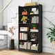 72-inch Bookcase, Modern 6-Tier White Bookshelf, Wood Display Shelf - Black