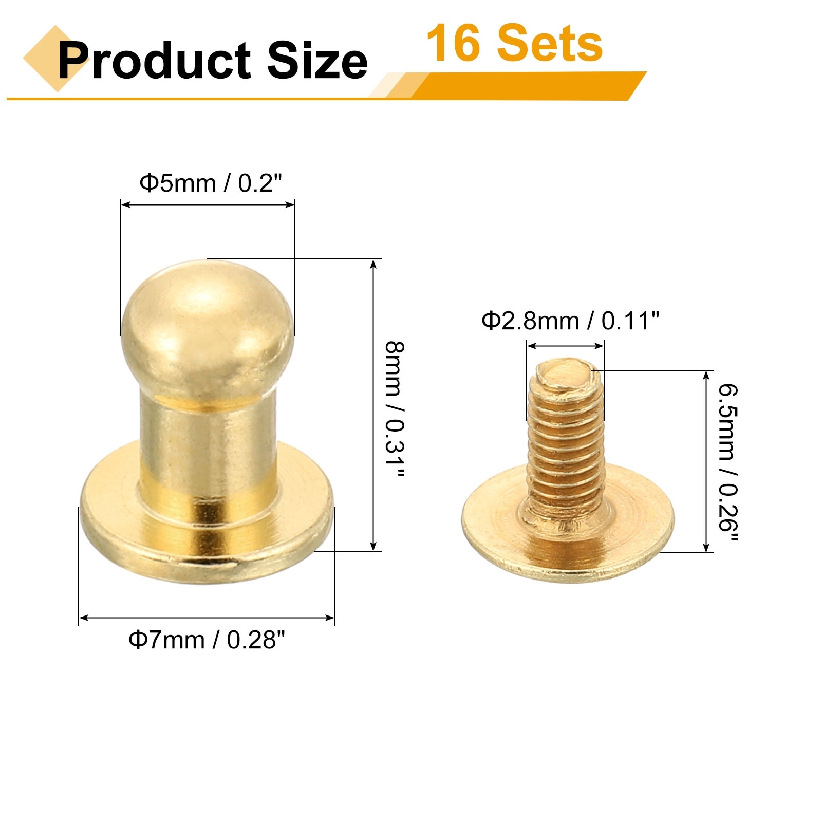 Ball Head Stud Screw Back Round Head Button Nipple Leather Rivets for DIY Leather Craft Handbag Shoes Belt Repair