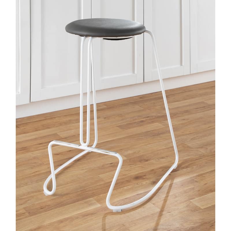 Finn Counter Stool in White Steel and Charcoall Fabric - Set of 2 - 19.5"Lx18"Wx25.75"H