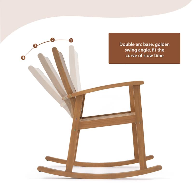 Outdoor Acacia Wood Rocking Chair Set with Side Table