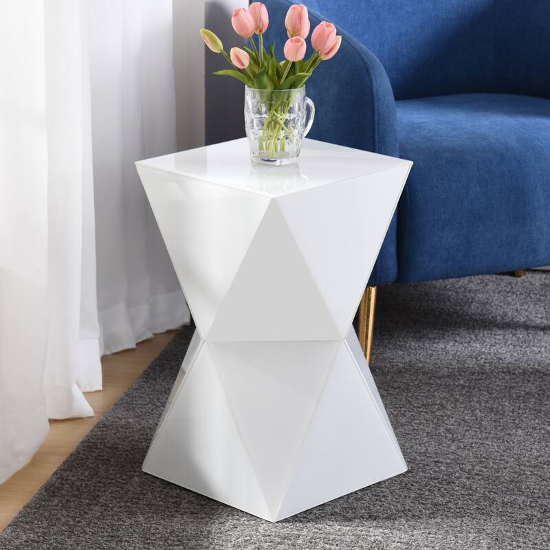 StyleCraft Prism Hourglass Glass Side Table