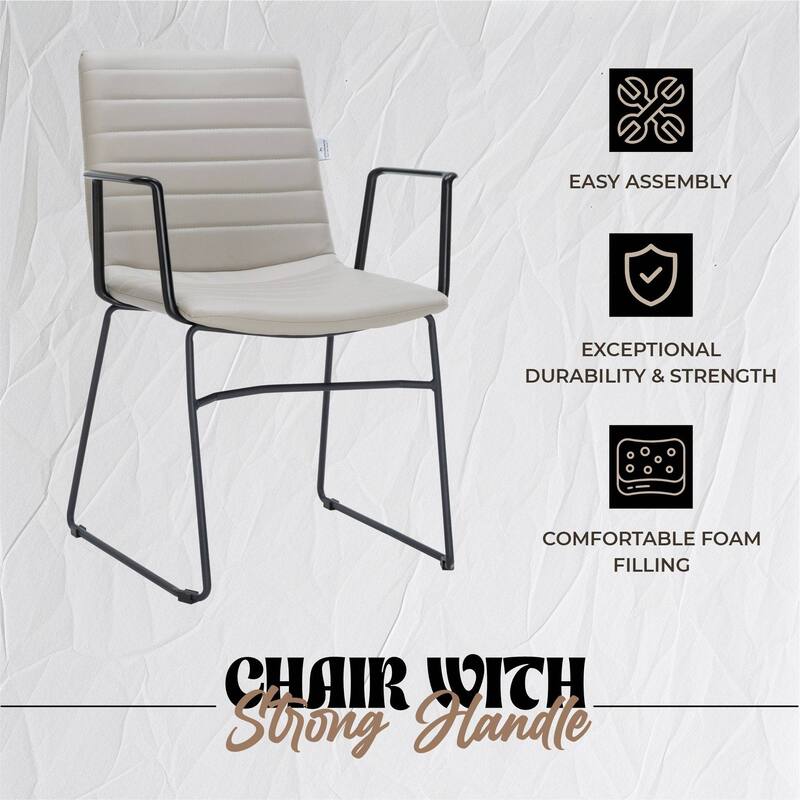 Zylar Ergonomic Guest Chair with Leather, Stainless Steel Base, High-Density Foam, Modern Design for Office or Waiting Room