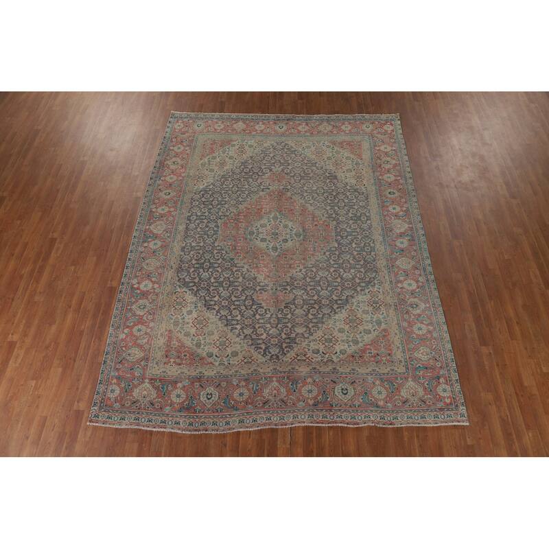 Tabriz Persian Vintage Area Rug Handmade Wool Carpet - 8'5" x 10'10"