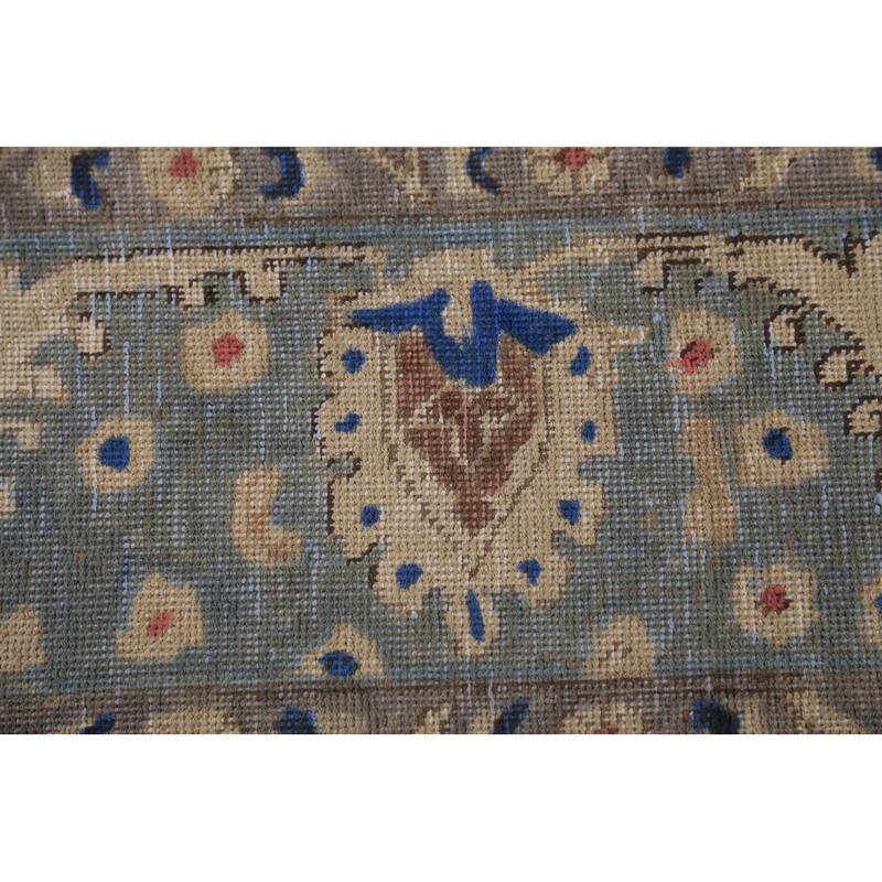 Medallion Tabriz Persian Area Rug Hand-Knotted Light Blue Wool Carpet - 8'5"x 11'2"