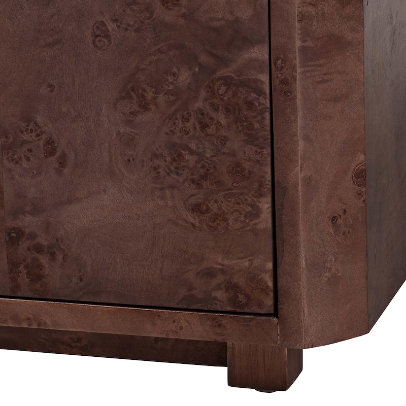 Valora Real Burl Wood Storage Cabinet - Modern Accent Cupboard with Double Doors and Brass Handles, Elegant Sideboard