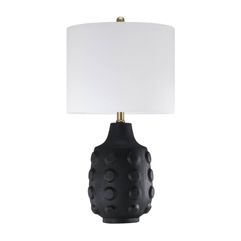 3-Way Ceramic Table Lamp with White Drum Shade - 23.5 in. H