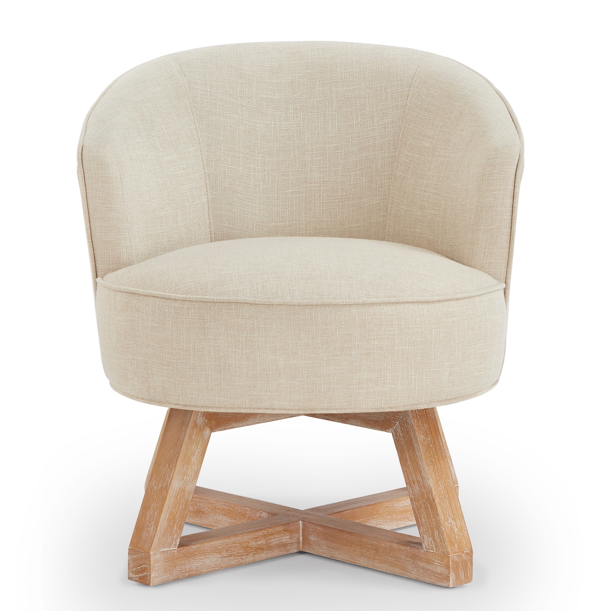 Swivel Chair Side Chair with Wood Legs, Reception Chair Reading Chair Leisure Chair Beige Vanity Chair