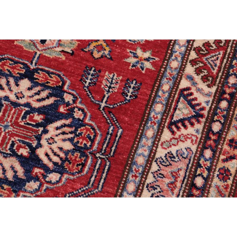 Southwestern Super Kazak Arden Red/Beige Hand Knotted Wool Rug - 2'8'' x 4'5''