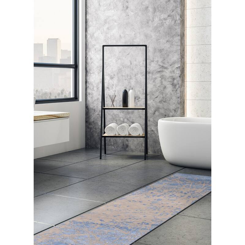 ECARPETGALLERY Hand-knotted Legacy Blue Silk, Wool Rug - 2'5 x 12'1