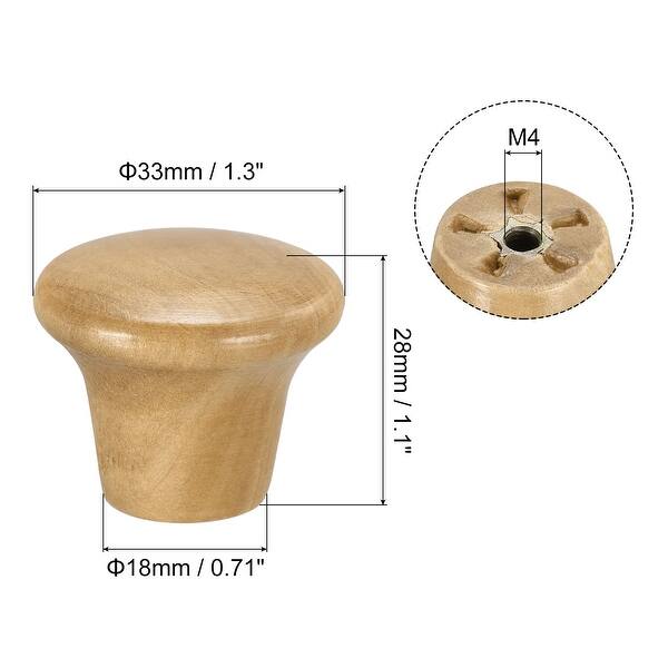 Round Wood Knobs, 8pcs 33x28mm Pull Handles for Drawer with Screws