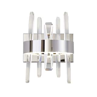 1-Light Chrome Stainless Steel LED Wall Sconce With Clear Crystal Accents