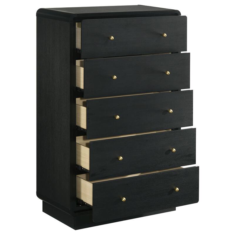 Burton Black 5-drawers Chest of Drawers