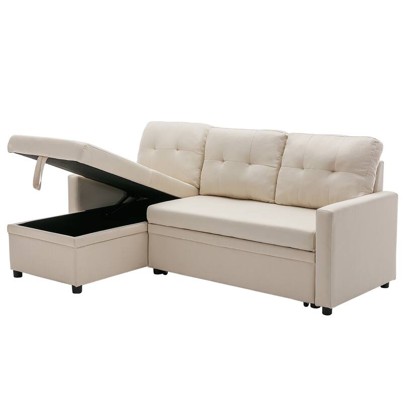 Linen L-Shaped 3-Seat Sofa Convertible Sectional Sofa