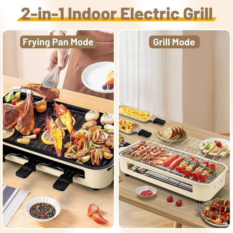 Electric Indoor Grill,2 in 1 Indoor Grills for Kitchen with Grill Net