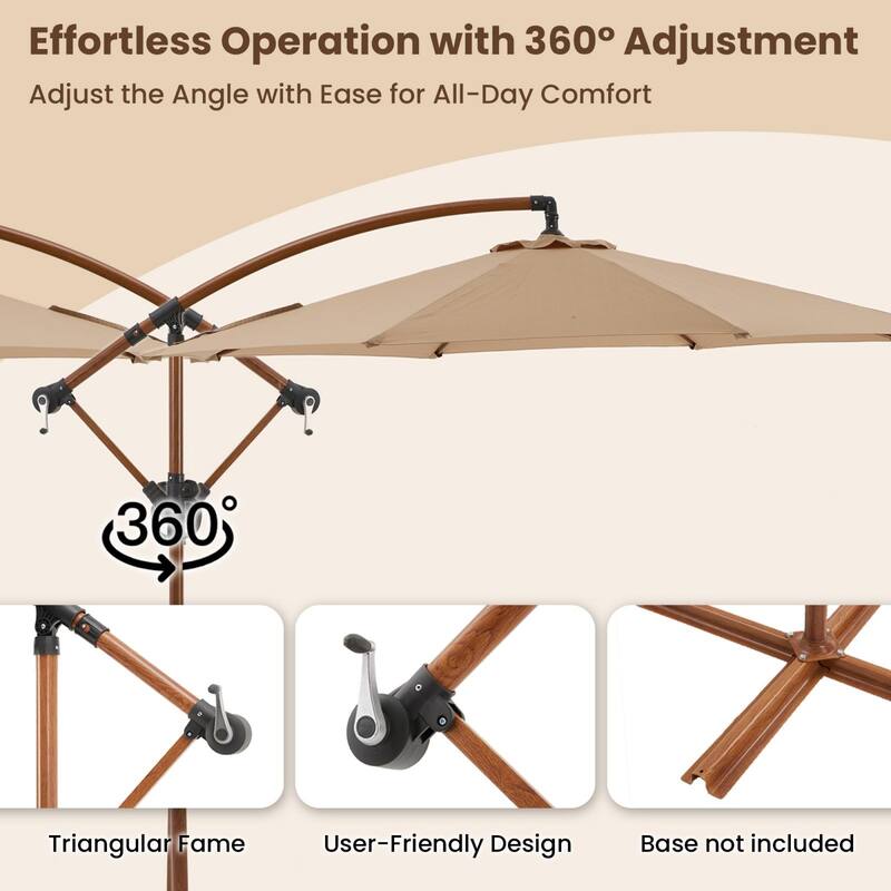 COSIEST 10FT Offset Patio Umbrella，360-Degree Rotation, UV & Waterproof Canopy