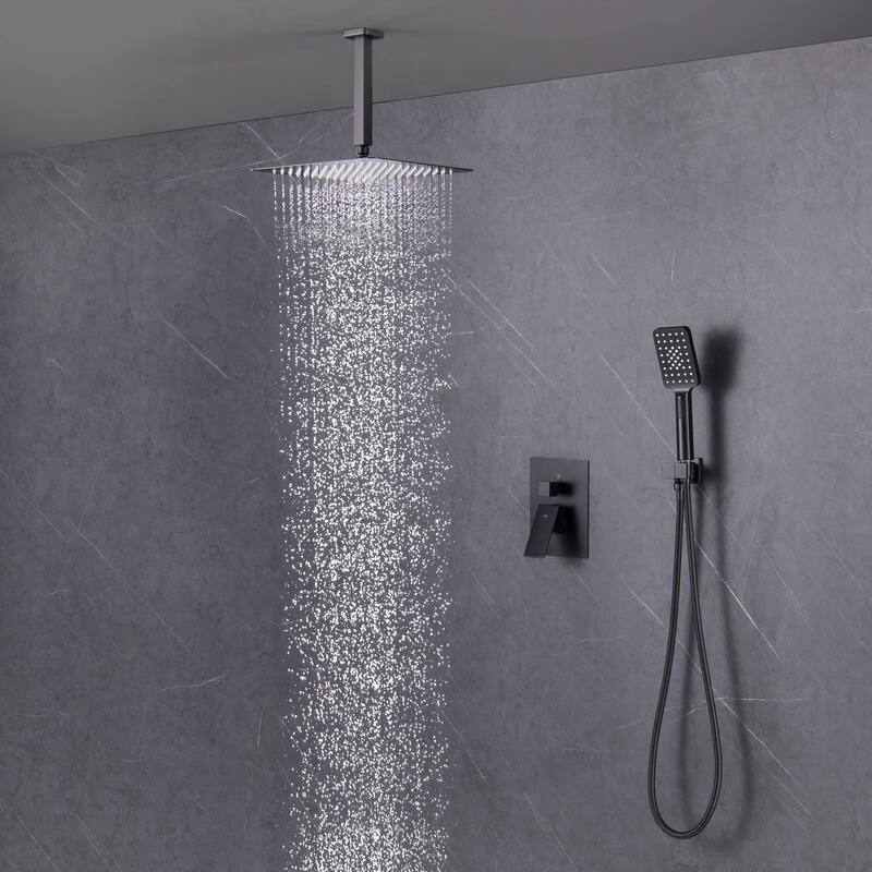 Pressure Balanced Ceiling Mounted 3-Function Shower System with Rough In Valve
