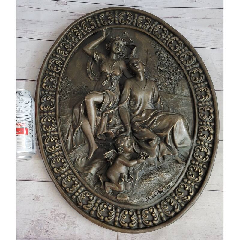 Hanging Wall Relief Bronze Sculpture Art French Italian Antique Vintage Style 17 Inches X 13 Inches