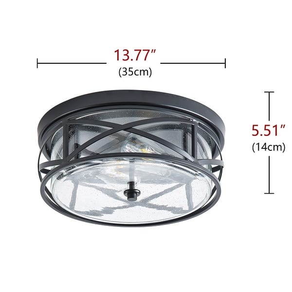 Farmhouse 2-Light Metal Frame Flush Mount Close to Ceiling Light with ...