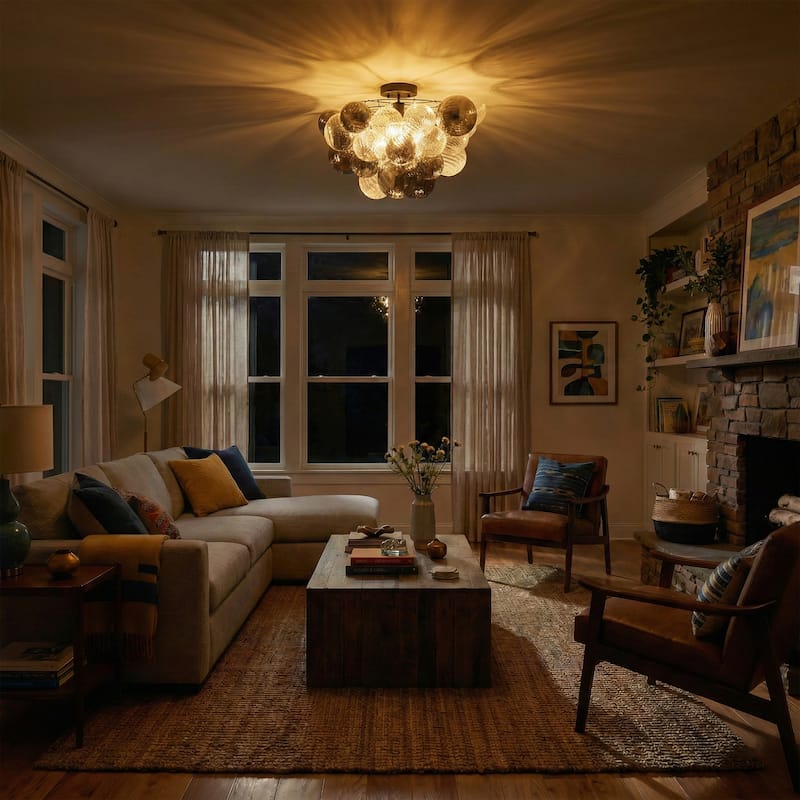 Eroile 1-light Modern Dimmable Glass Flush Mount Ceiling Lighting