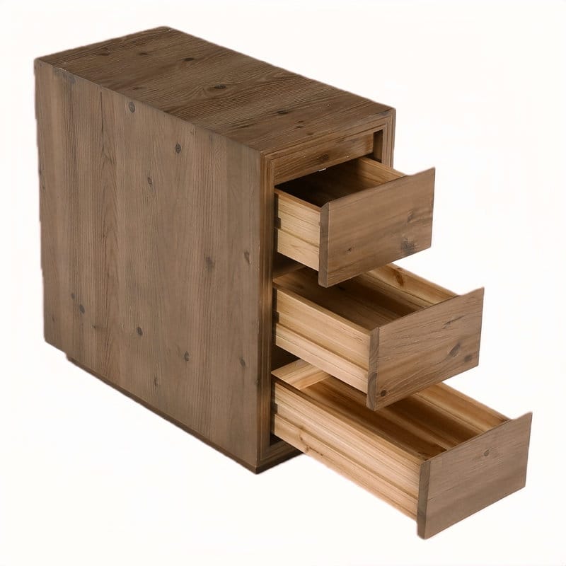 Solid Wood End Table with 3 Drawers, 23.62" H, No Assembly