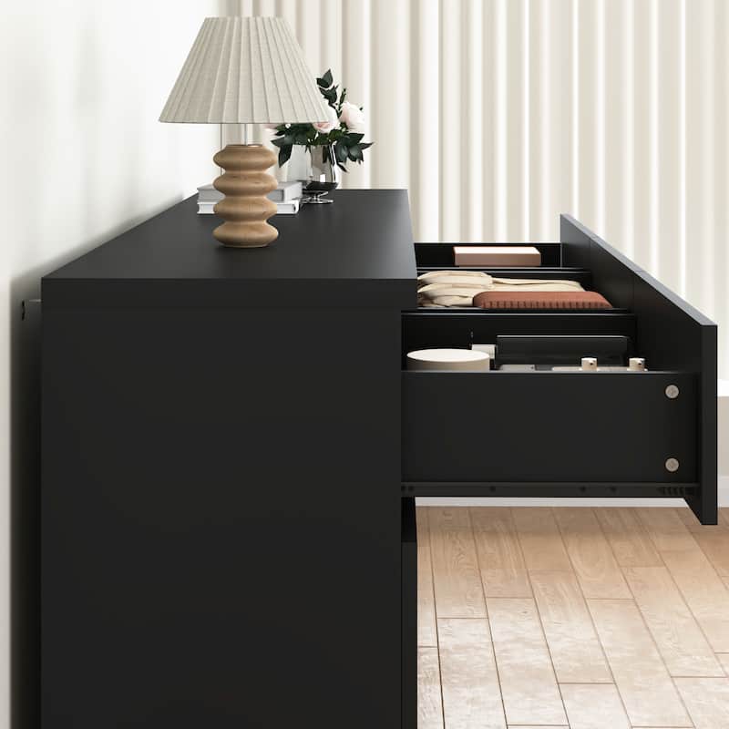 9-Drawer Cabinet for Bedroom, Wide Modern Chest of Drawers with No Handles Design for Living Room & Entryway