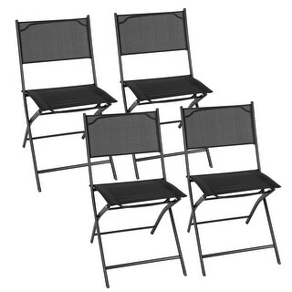 Costway Set of 4 Outdoor Patio Folding Chairs Camping Deck Garden Pool