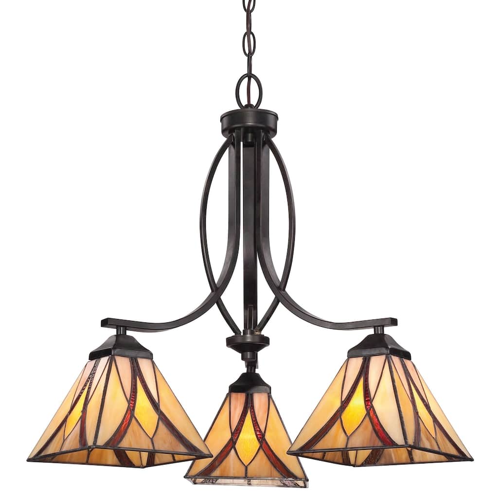 Roseto Terrell 3 Light 23" Wide Chandelier with Tiffany Glass