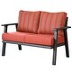 preview thumbnail 17 of 42, OVIOS Outdoor Steel Frame Bench Wicker Stripes Pattern Cushion Loveseat